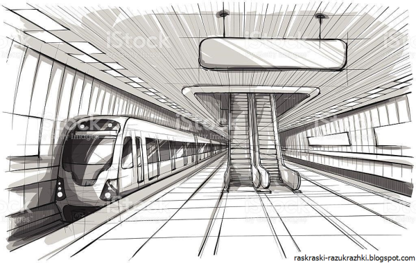 Поезд метро раскраска
