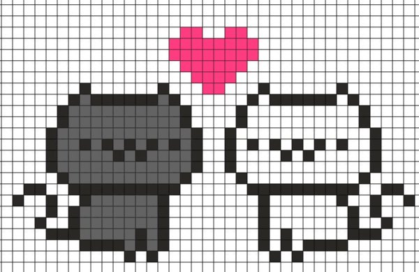 Котики по клеточкам в тетради