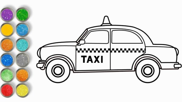 Машина такси раскраска для детей