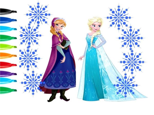 Эльза и Анна цветные