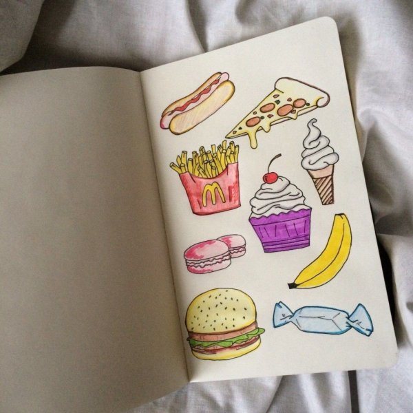 Скетчи для скетчбука маркерами еда