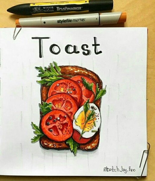 Рисунки для срисовки в скетчбук еда