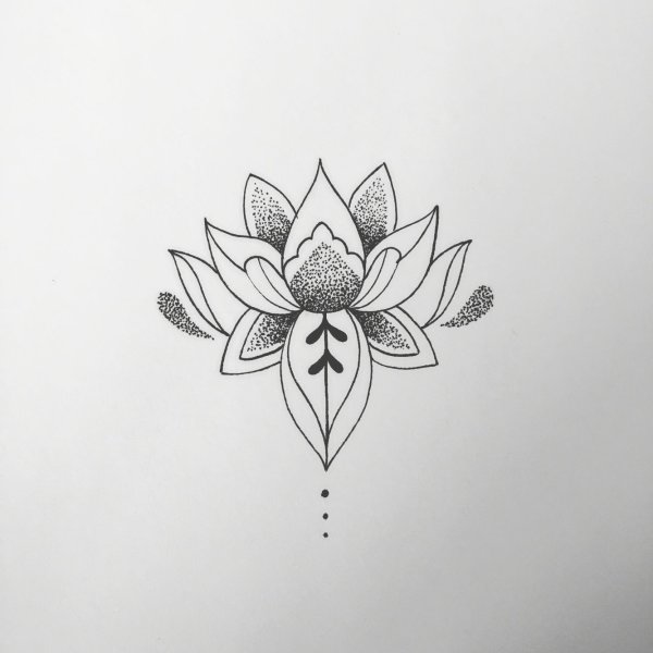 Тату Лотос dotwork