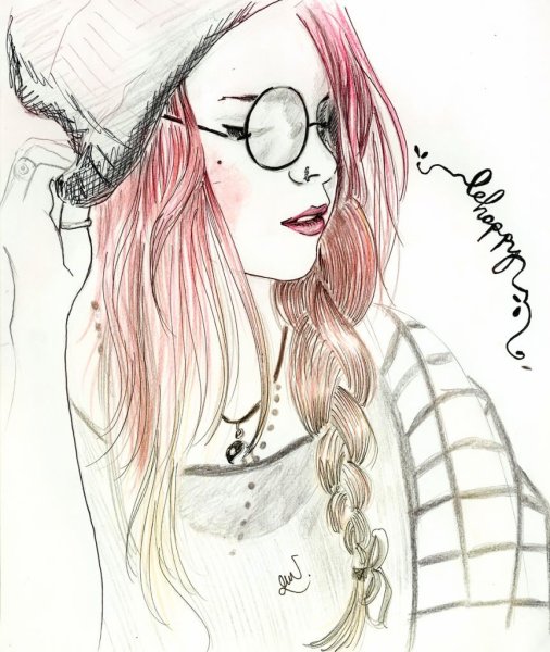 Девушка в очках карандашом