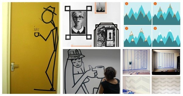 Узоры на мебели с помощью малярного скотча