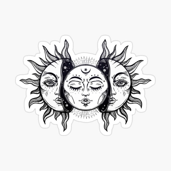 Эскизы татуировок карандашом солнце и Луна