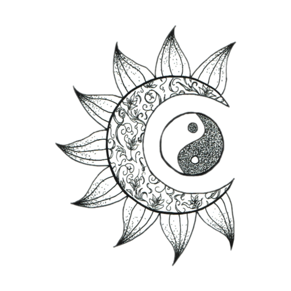 Инь Янь эскиз карандашом