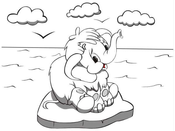 Мамонтенок раскраска