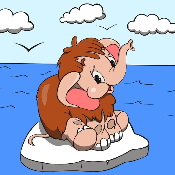 Раскраска Мамонтенок с мамой