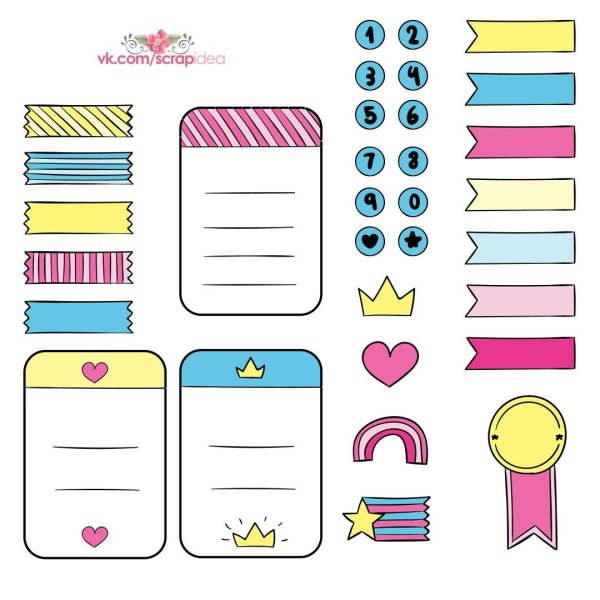 Стикеры чёрно белые для личного дневника