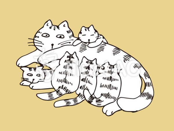 Папа кот и котенок рисунок