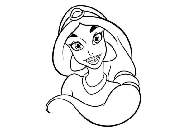 Раскраски принцессы Жасмин цветное