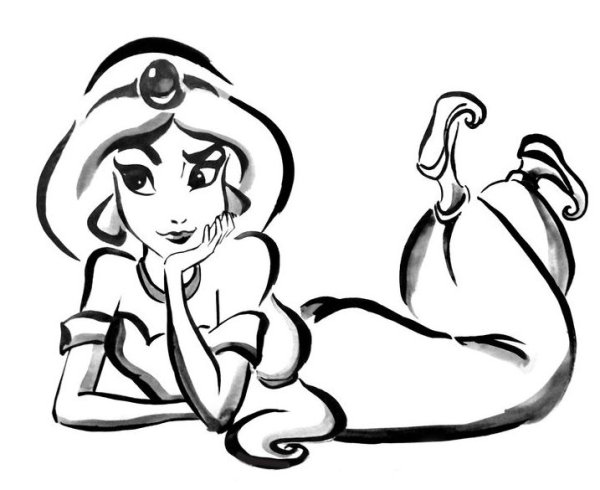 Принцесса Жасмин черно белая