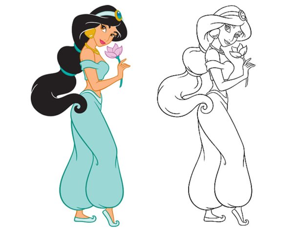 Жасмин Дисней чб