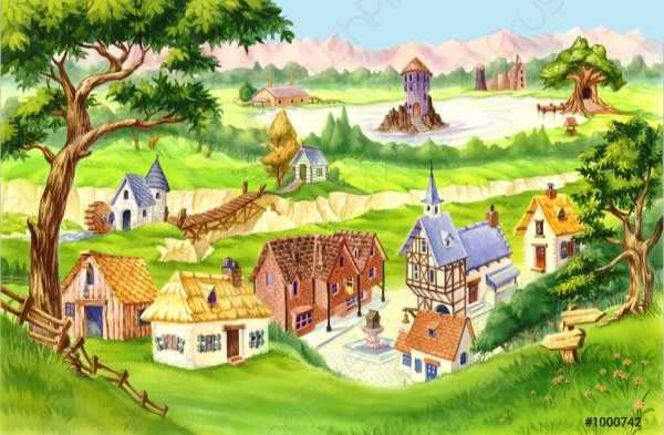 Сказочная деревня вектор