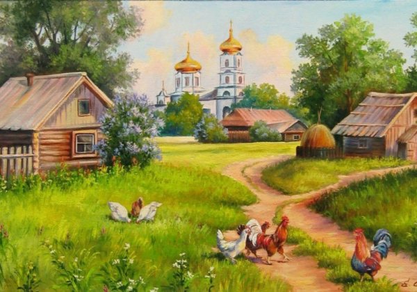 Сельский пейзаж с Церковью