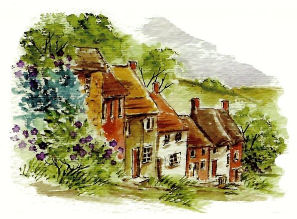 Домик акварель