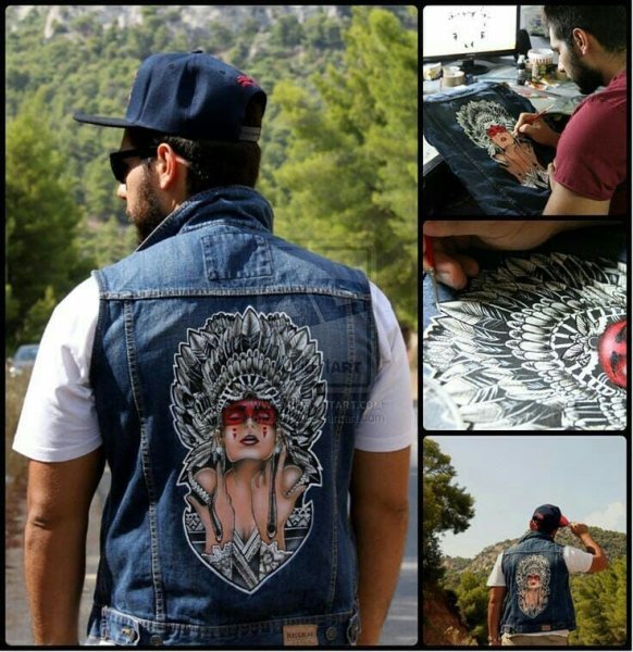 Роспись на джинсовке для мужчин