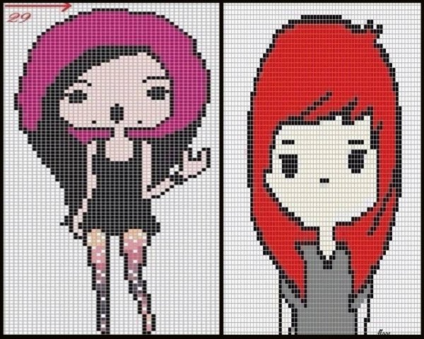 Рисунки по клеткам для девочек