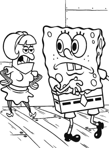 Раскраски для девочек Спанч Боб и Патрик