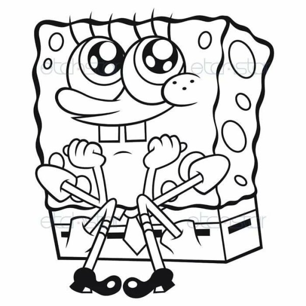 Черно белые наклейки Спанч Боб