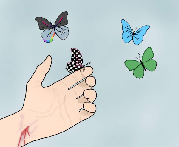 Рисование руками бабочка