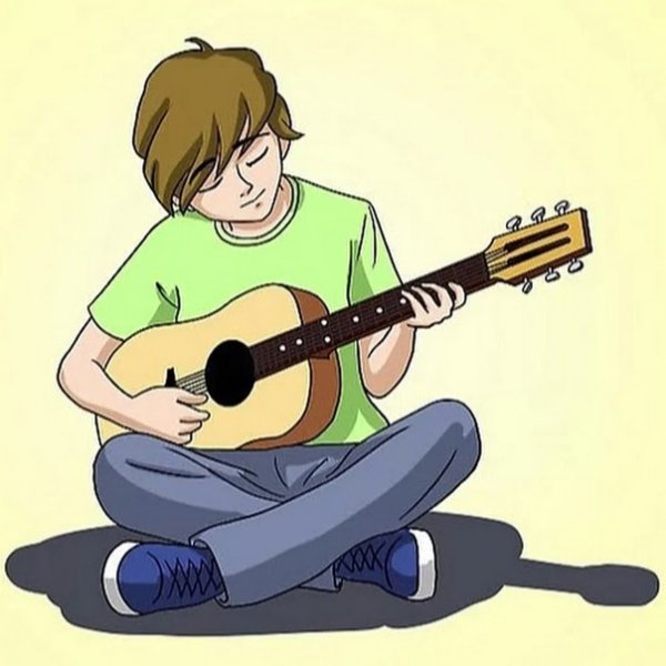 Парень с гитарой рисунок