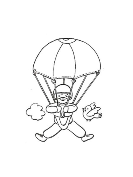 Человек с парашютом раскраска