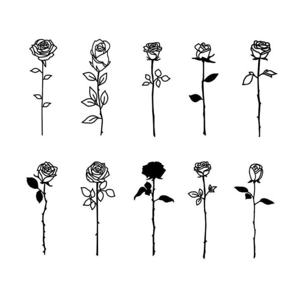 Тату роза эскиз маленькая