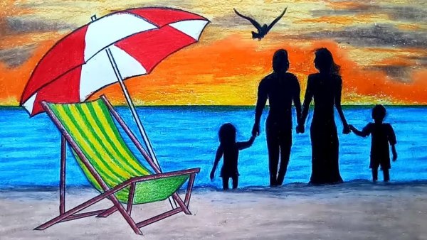 Правополушарное рисование пляж