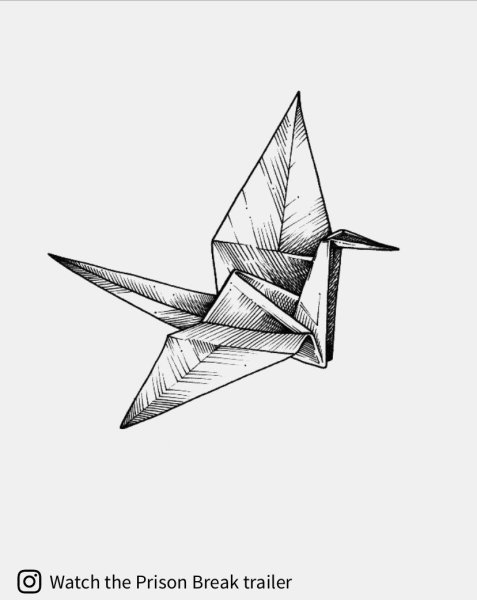 Бумажный Журавлик тату эскиз