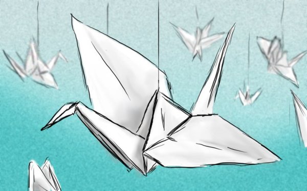 Бумажный Журавлик символ мира