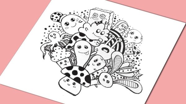 Раскраска дудлинг монстрики