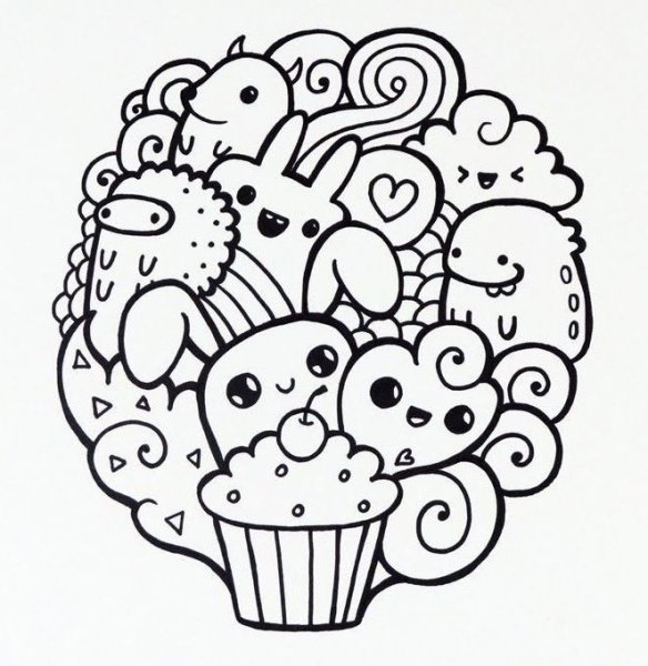 Дудлы раскраска