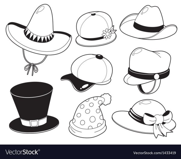 Много шляп для раскрашивания