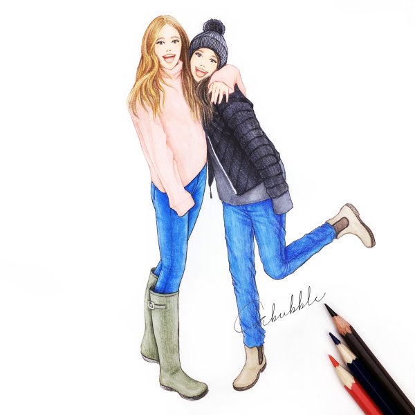 Подружки в полный рост рисунок