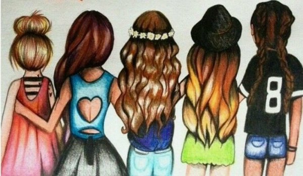 Подружки рисунок карандашом