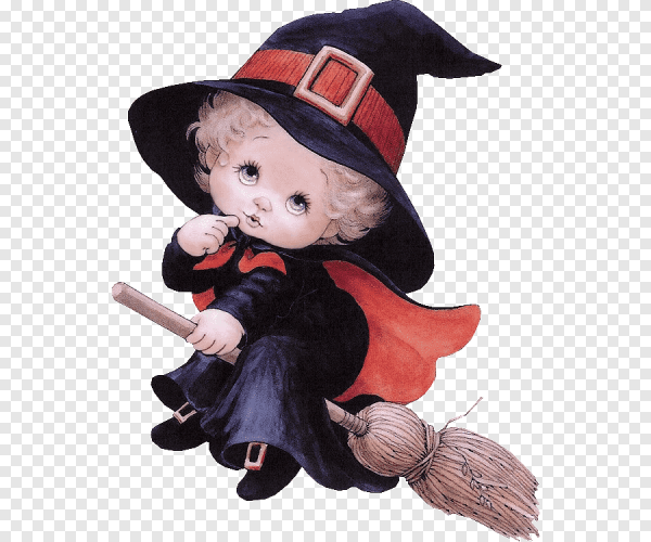 Маленькая ведьмочка на прозрачном фоне