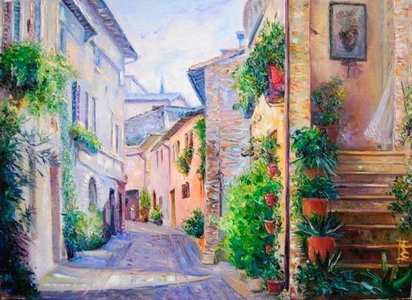 Улочки Италии линейная перспектива