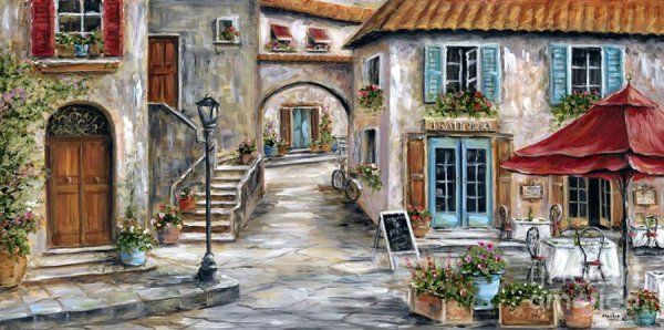 Кафе на старых улочках Италии живопись