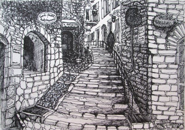 Старинная улица рисунок
