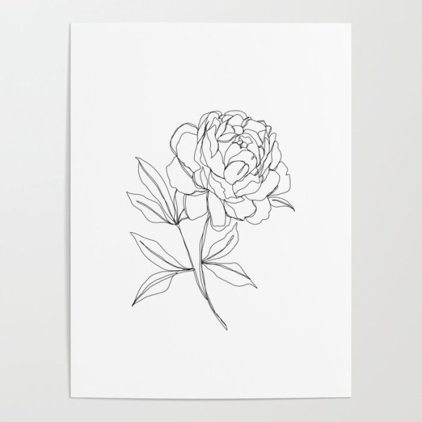 Тату пион Минимализм