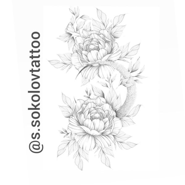 Тату эскизы пион бутон