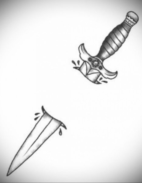 Нож эскиз тату
