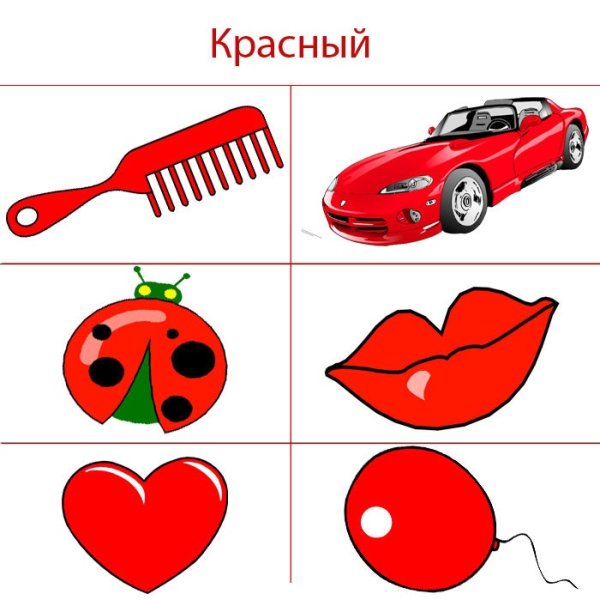 Предметы красного цвета для детей