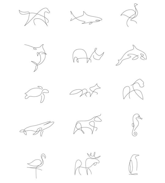 Рисование животных одной линией