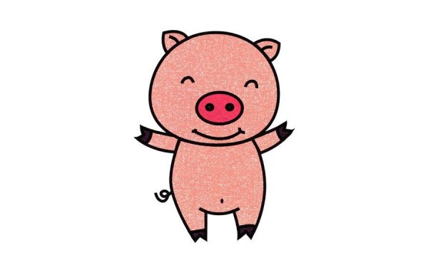 Поросенок стоит нарисованный