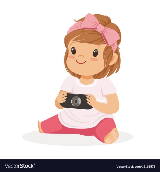 Мультяшная девочка сидит