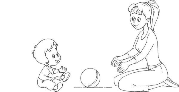 Ребенок с мячиком игра раскраска