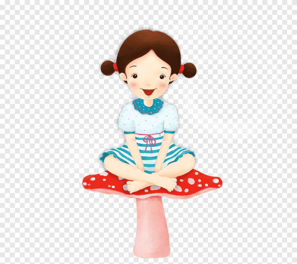 Мультяшная девочка сидит